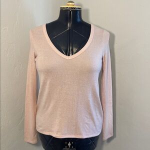 American Eagle Outfitters Light Pink Long Sleeve V-Neck Top